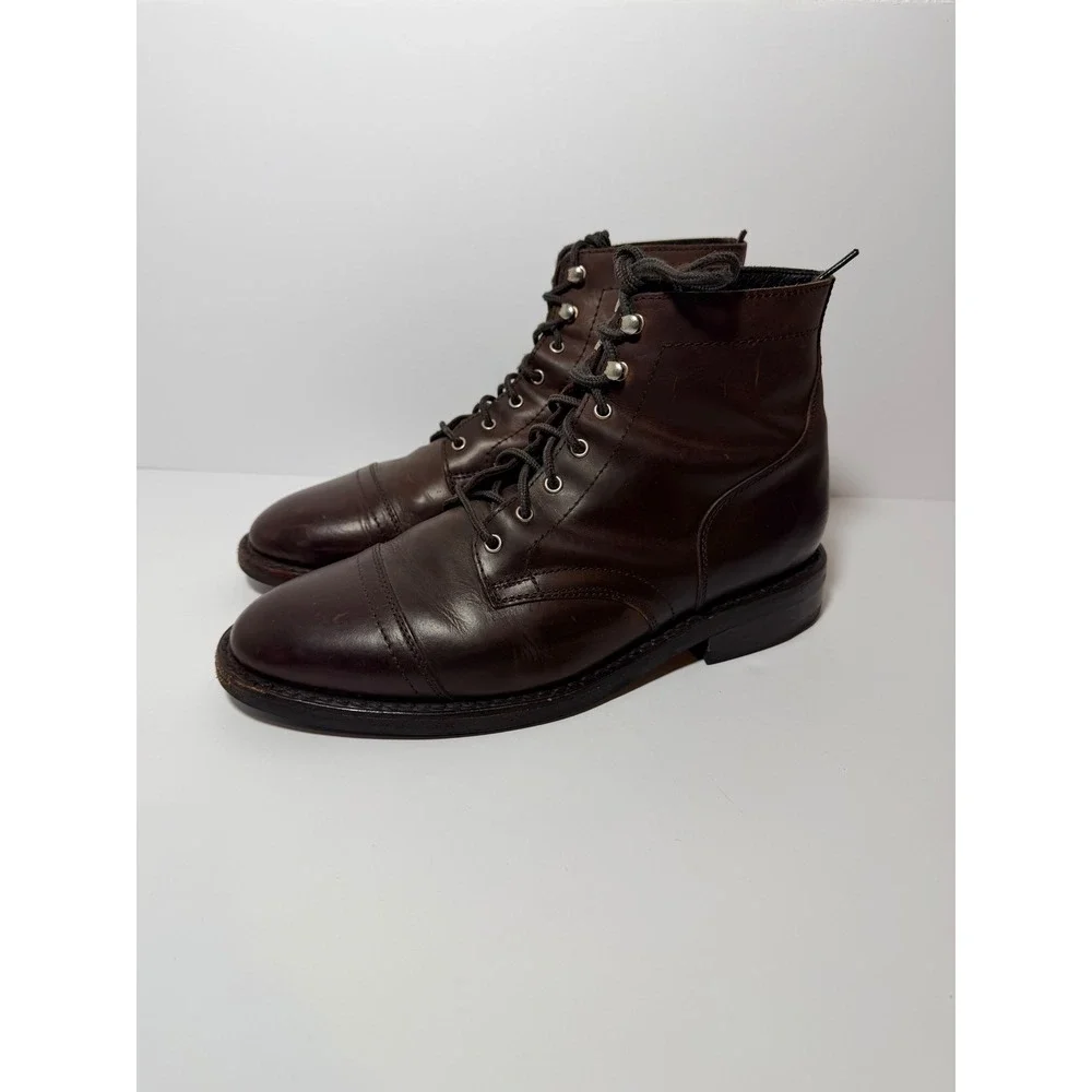 Thursday Boot Co Captain Lace Up Boot Mens Brown Leather Cap Toe Speed Hook